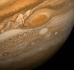 A picture of Jupiter's great red spot taken by Voyager 1.