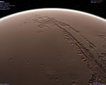 Image showing all of the Valles Marineris at an angle from orbit